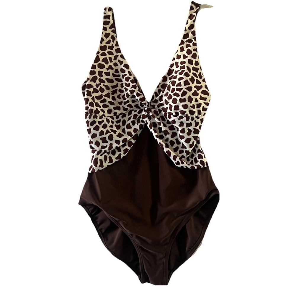 Ocean Dream One Piece Swimsuit‎ Size 14 Brown Animal Print